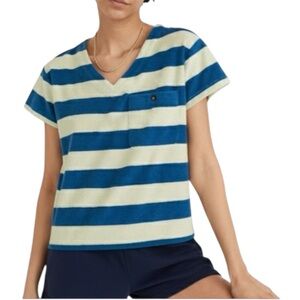 Madewell MWL Women’s Blue & Green Retroterry Rugby Striped Tee Size Medium